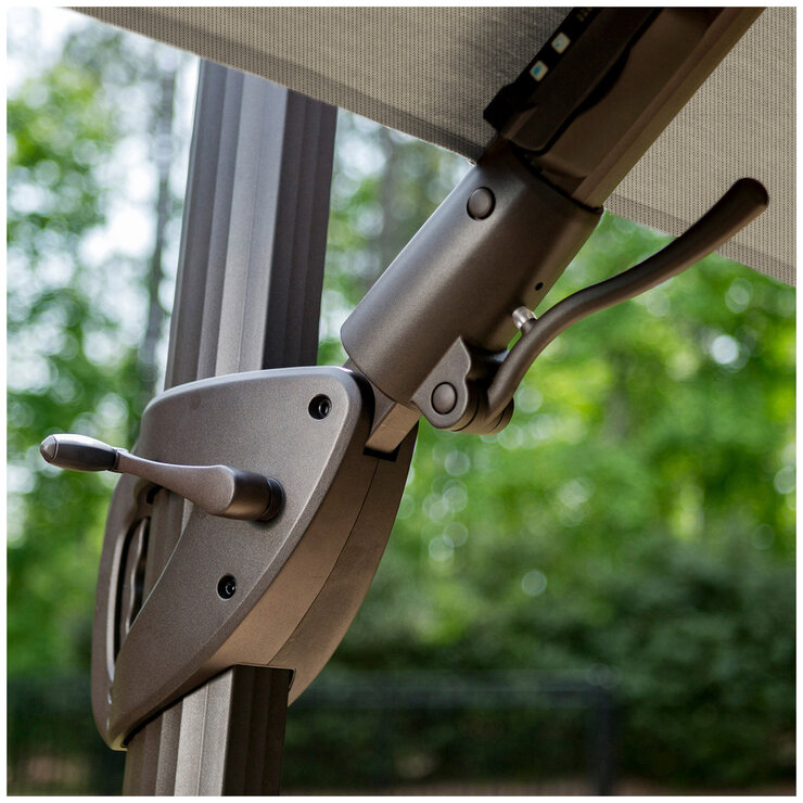 Atleisure Solar Led Cantilever Umbrella 10FT with Base Pebble Atleisure Solar Led Cantilever Umbrella 10FT with Base Pebble