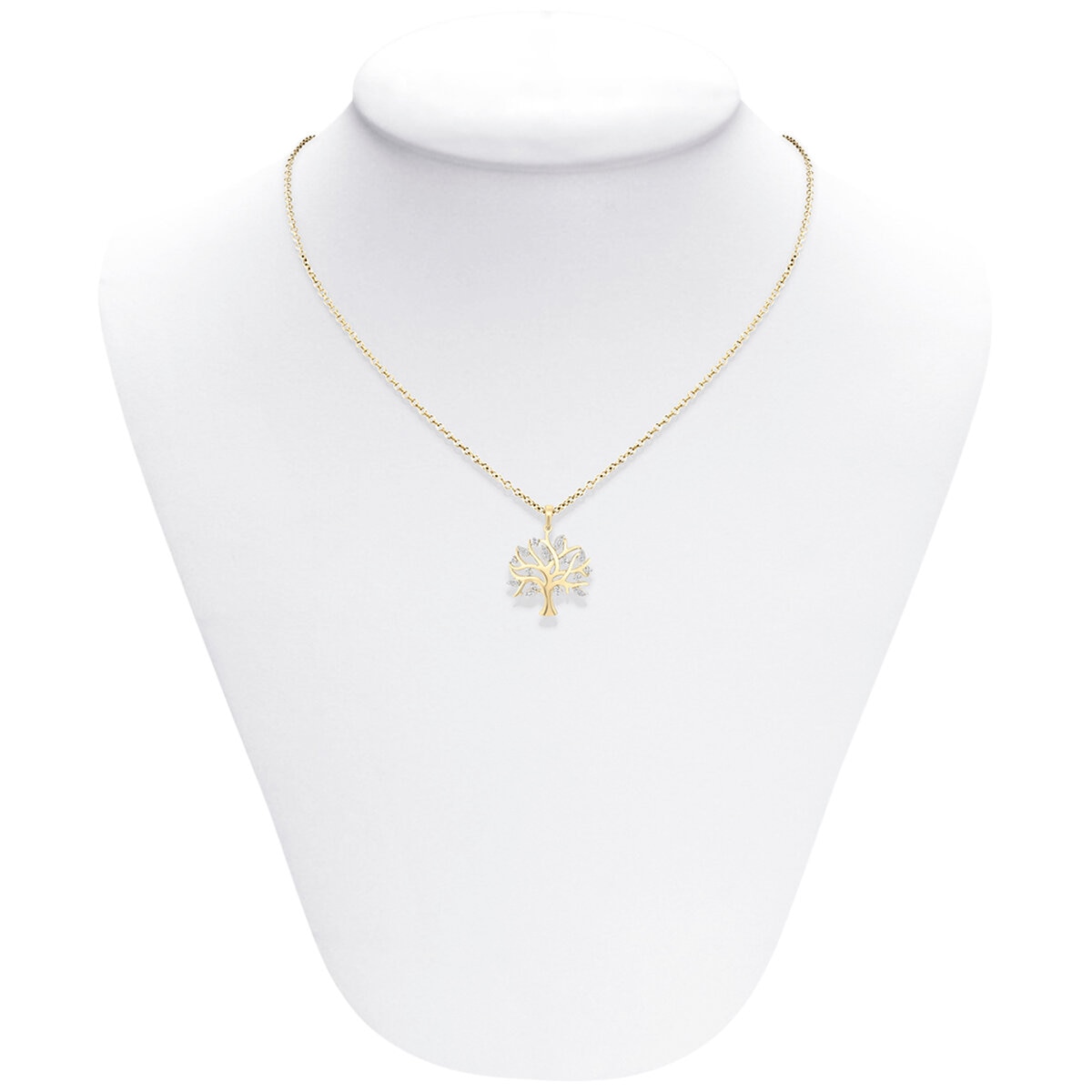 18KT Yellow Gold 0.15CTW Diamond Tree Pendant 21