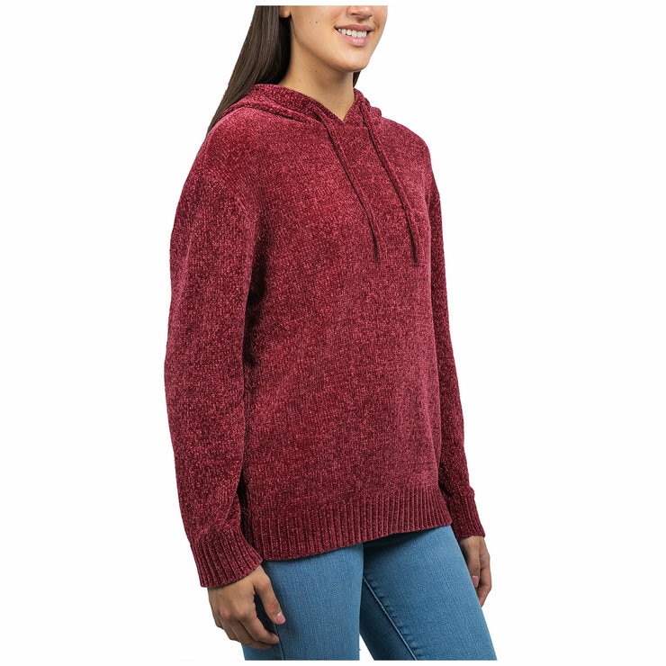 Jachs Girlfriend Women's Chenille Hoodie Sweater Burgundy US X-Large