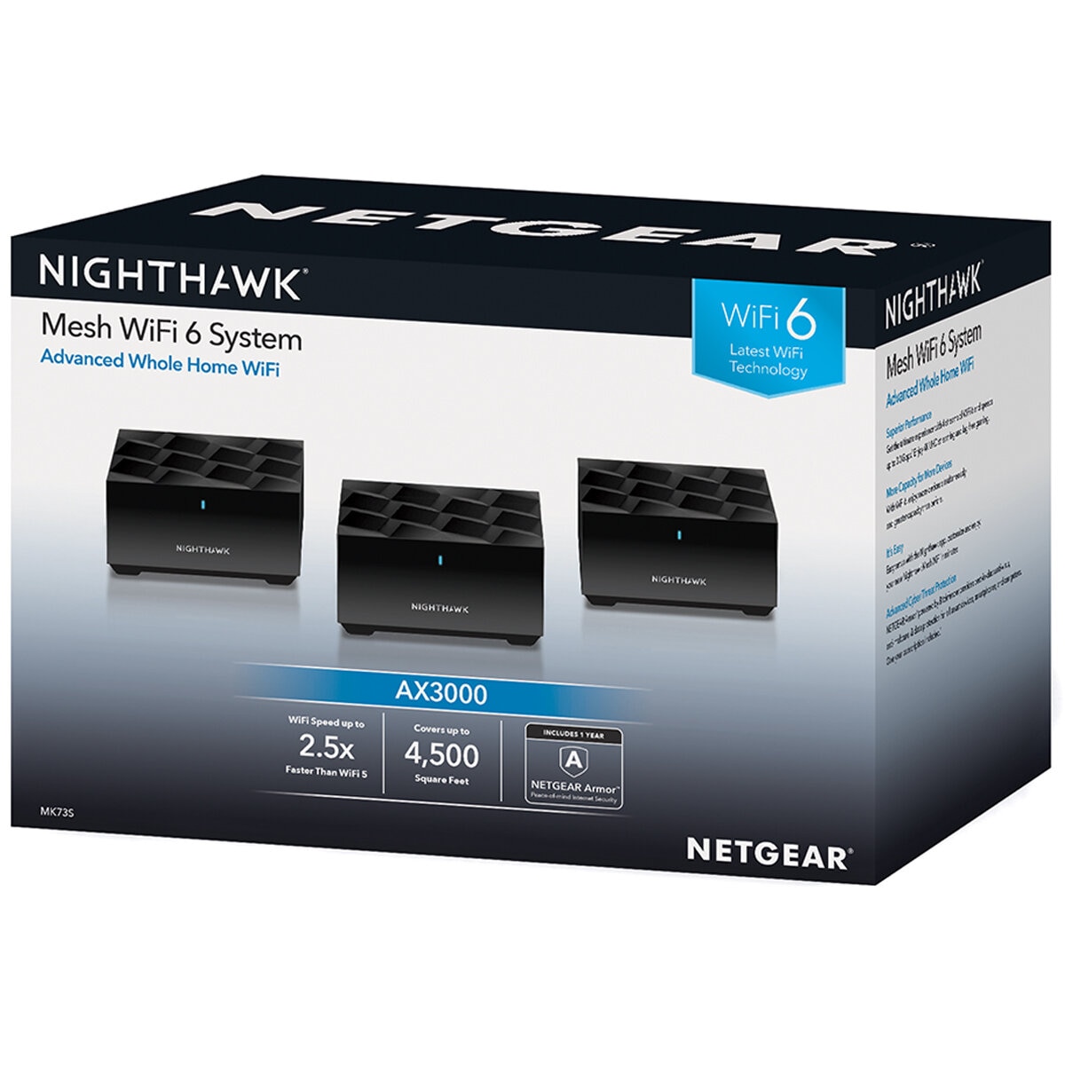 NETGEAR Nighthawk AX3000 Dual-Band WiFi 6 Mesh System 3 Pack MK73S-100APS
