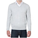 Men's Rough Dress V-Neck Merino Wool Blend Sweater - Grey
