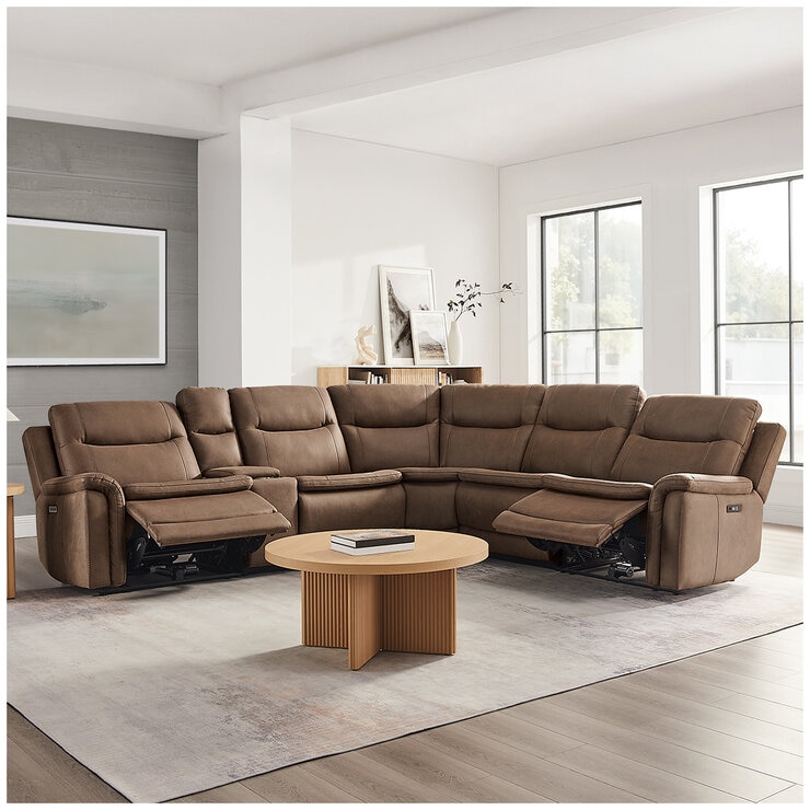 GilmanCreek Fabric Power Reclining Sectional With Power Headrests