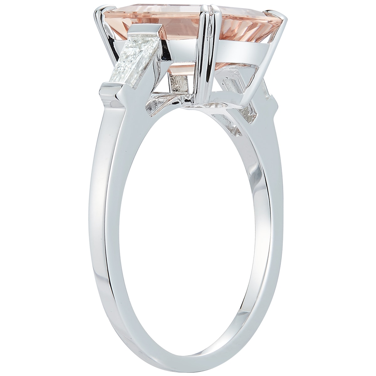 0.38ctw Diamond with Emerald Cut Morganite Ring