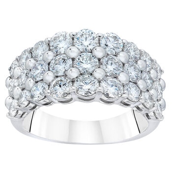 Platinum 3.00ctw Three Row Diamond Band