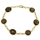 14KT Yellow Gold Smokey Quartz Station Bracelet/