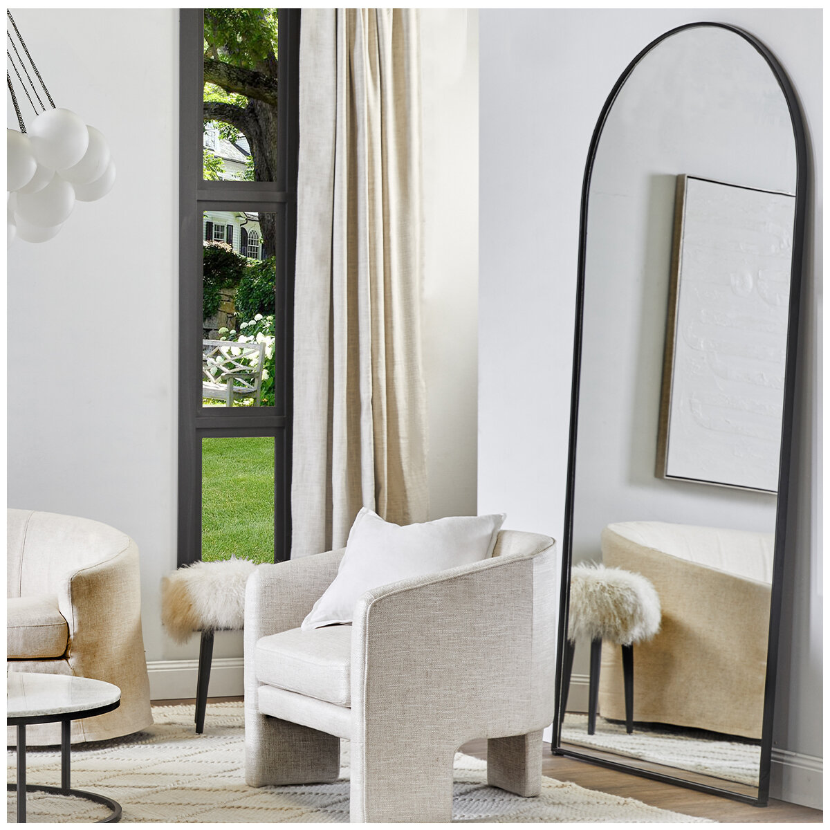 CAFE LIGHTING & LIVING Archibald Floor Mirror Black