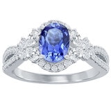 18KT White Gold 0.66ctw Diamond Tanzanite Drop Ring
