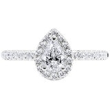 18KT White Gold 0.73ctw Diamond Pear Centre Halo Ring