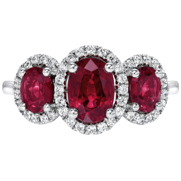 18KT White Gold Ruby & Diamond Ring | Costco Australia