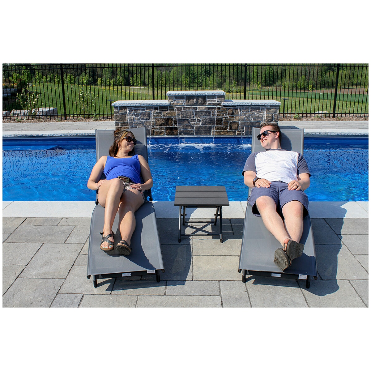 Vivere Chaise Lounges & Table Dark Grey