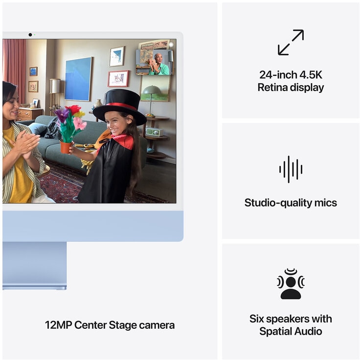 iMac 24 Inch With Retina 4.5 Display M4 Chip 10 Core GPU 24GB 512GB SSD Blue