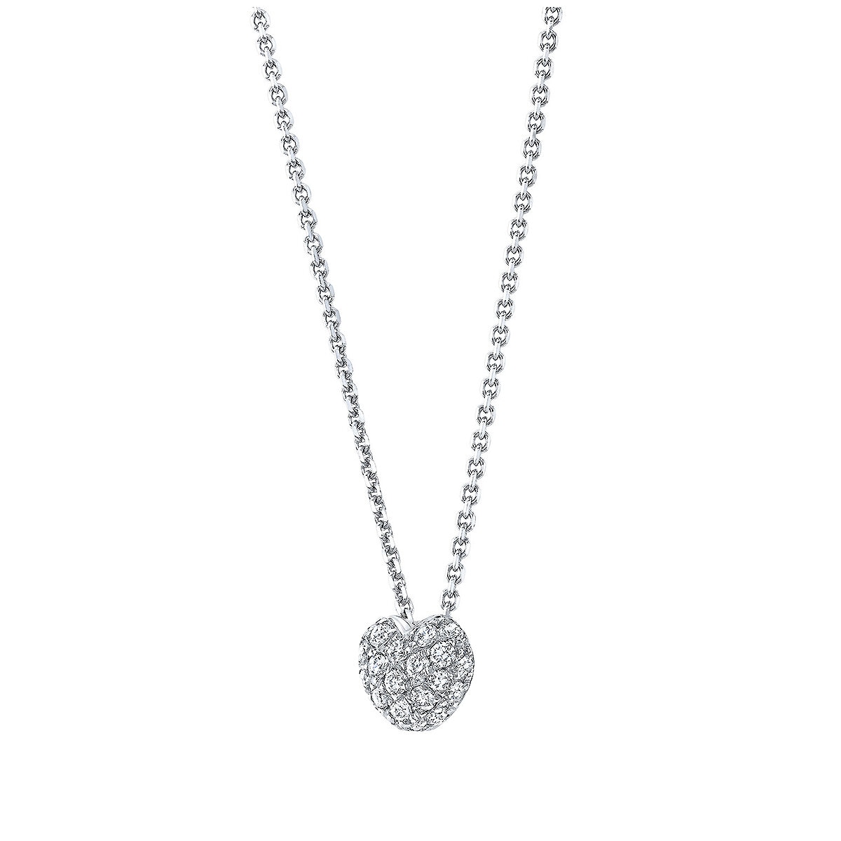 18KT White Gold 0.23CTW Round Diamond Pave Heart Necklace/