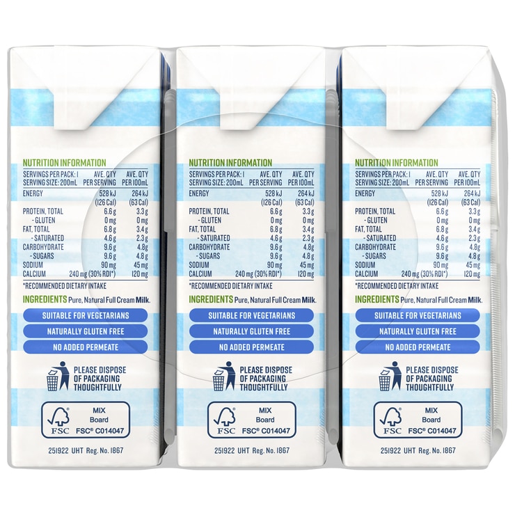 Devondale Full Cream UHT Long Life Milk 24 x 240ml