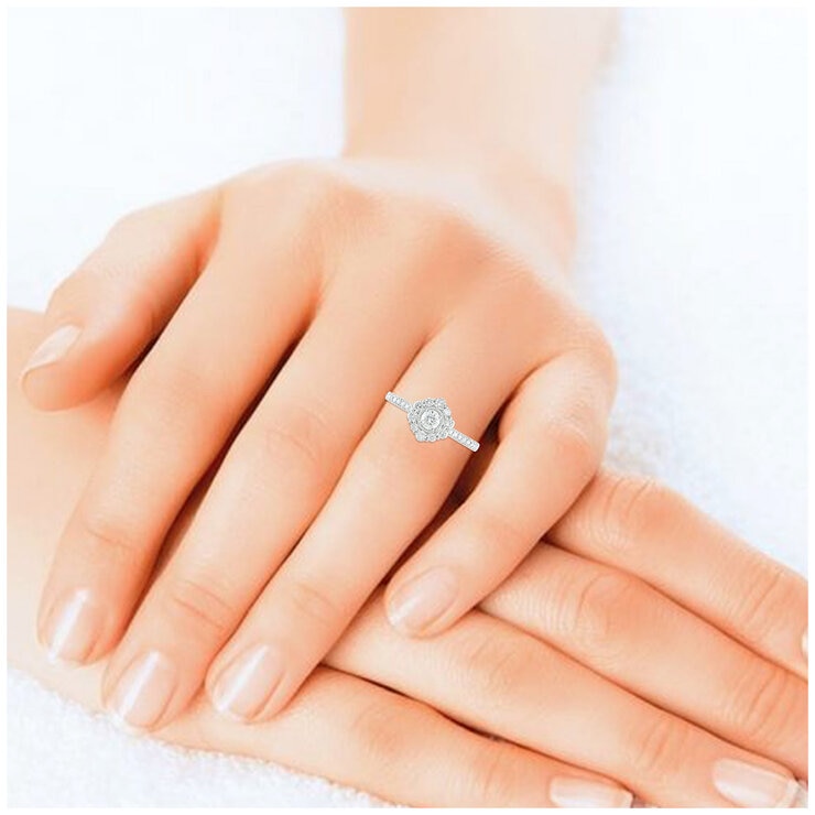 14KT White Gold 0.50ctw Round Diamond Milgrain Ring 14KT White Gold 0.50ctw Round Diamond Milgrain Ring
