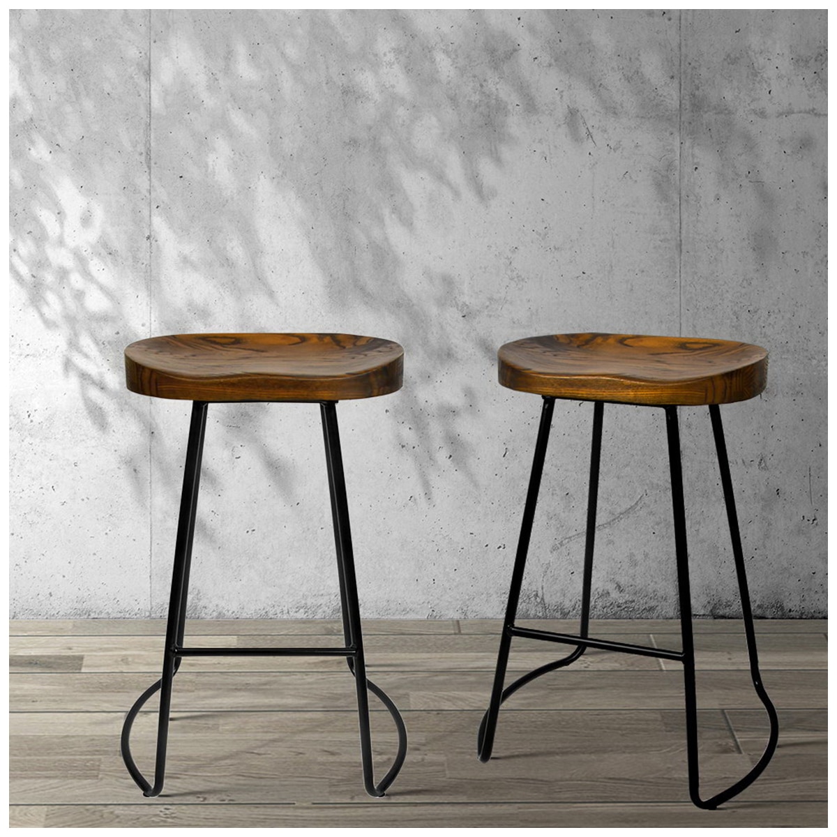 Artiss Black Vintage Tractor Barstool 2 pack