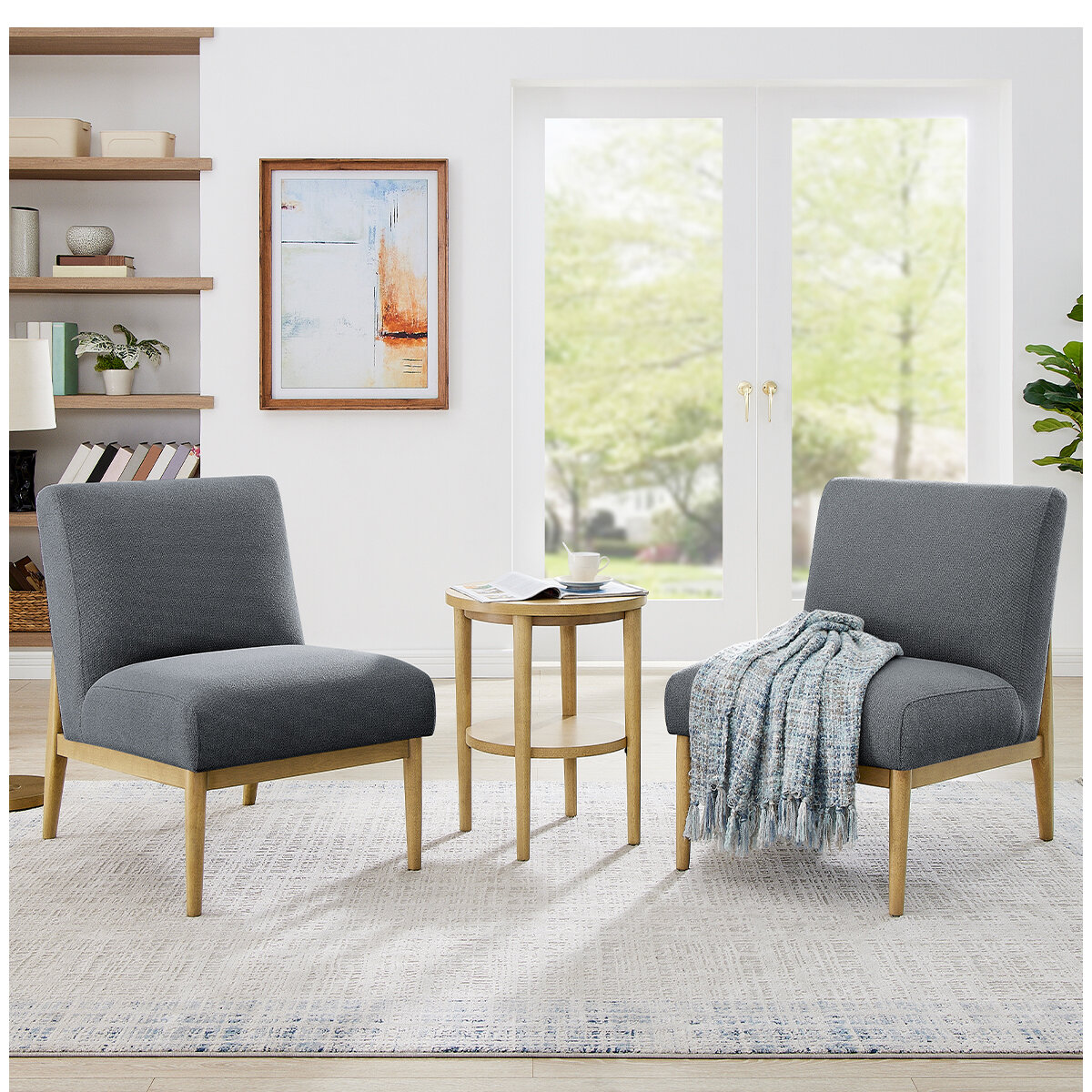 Thomasville 3 Piece Fabric Chair And Accent Table Set