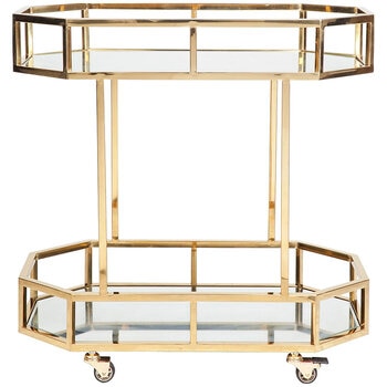 CAFE LIGHTING & LIVING Brooklyn Mirrored Bar Cart Gold