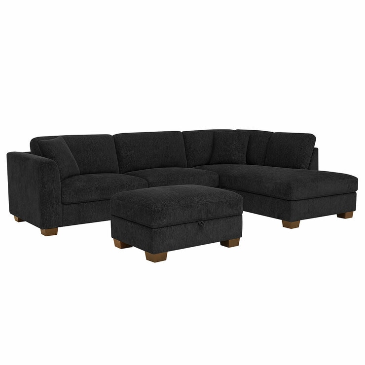Thomasville 3 Piece Fabric Sectional With Storage Ottoman Thomasville 3 Piece Fabric Sectional With Storage Ottoman