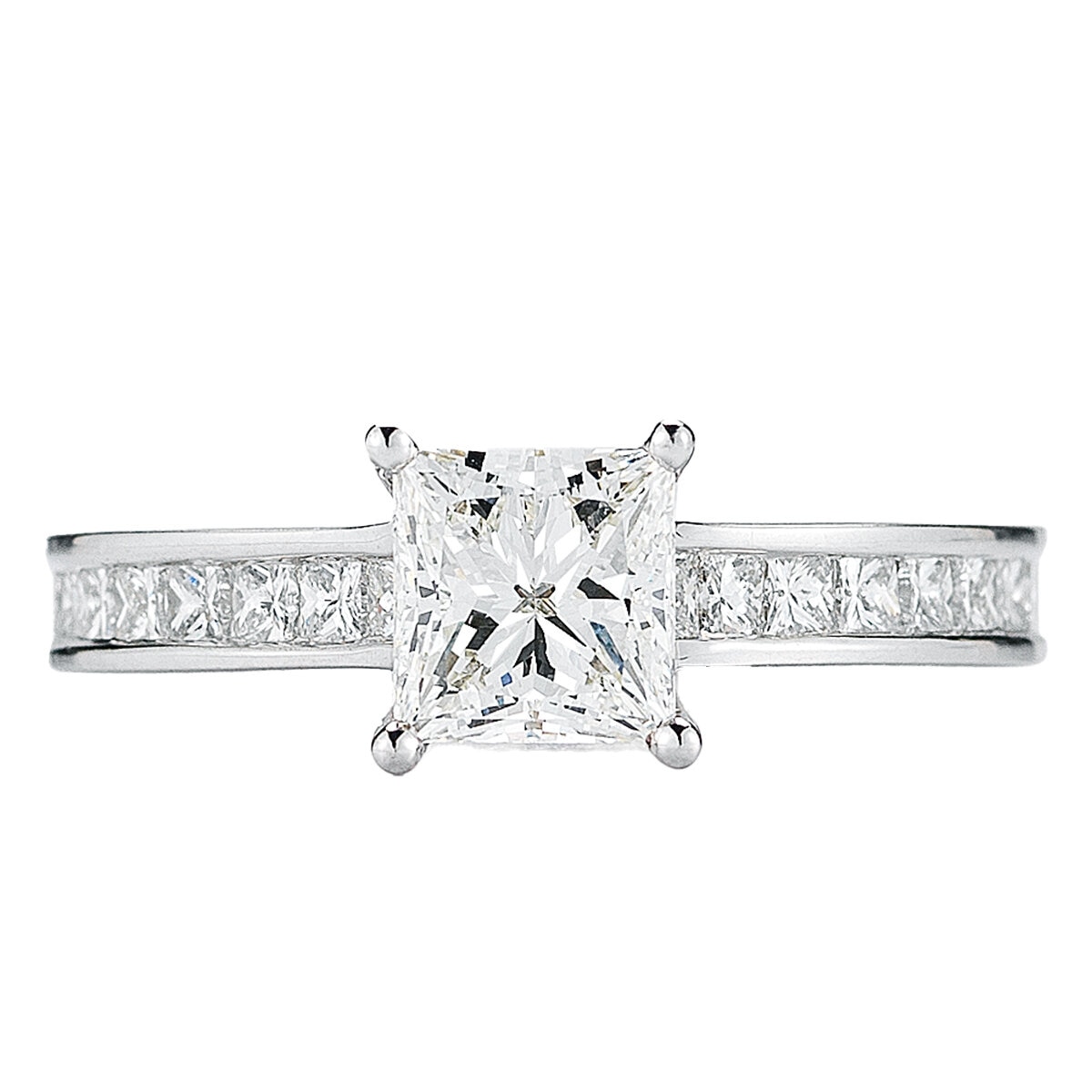 Platinum 3.07ctw Princess Cut Diamond Bridal Set With 1.2ctw Centre