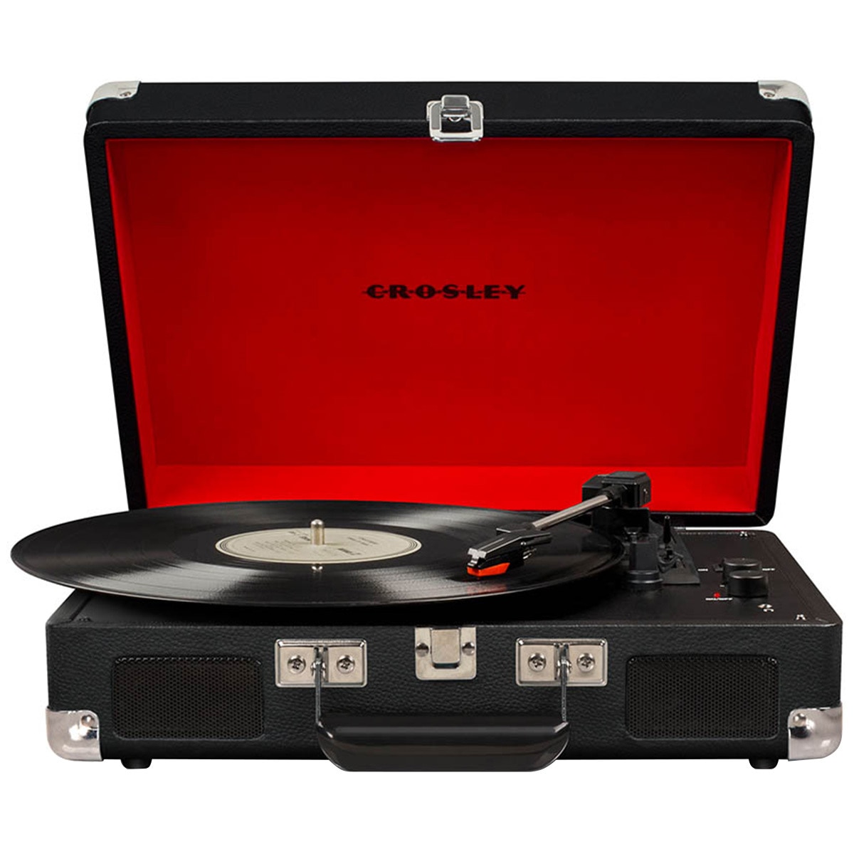 Crosley Cruiser Deluxe Portable Turntable - Black + Free Record Storage Crate