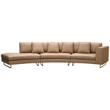 Moran Arcadia Extended Leather Chaise Sofa Caramel