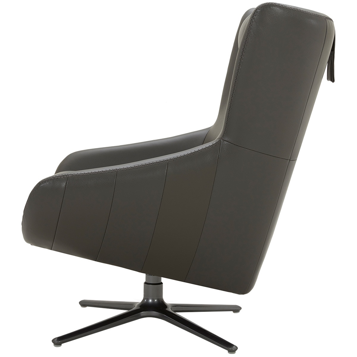 Kuka Leather Swivel Accent Chair - Brown