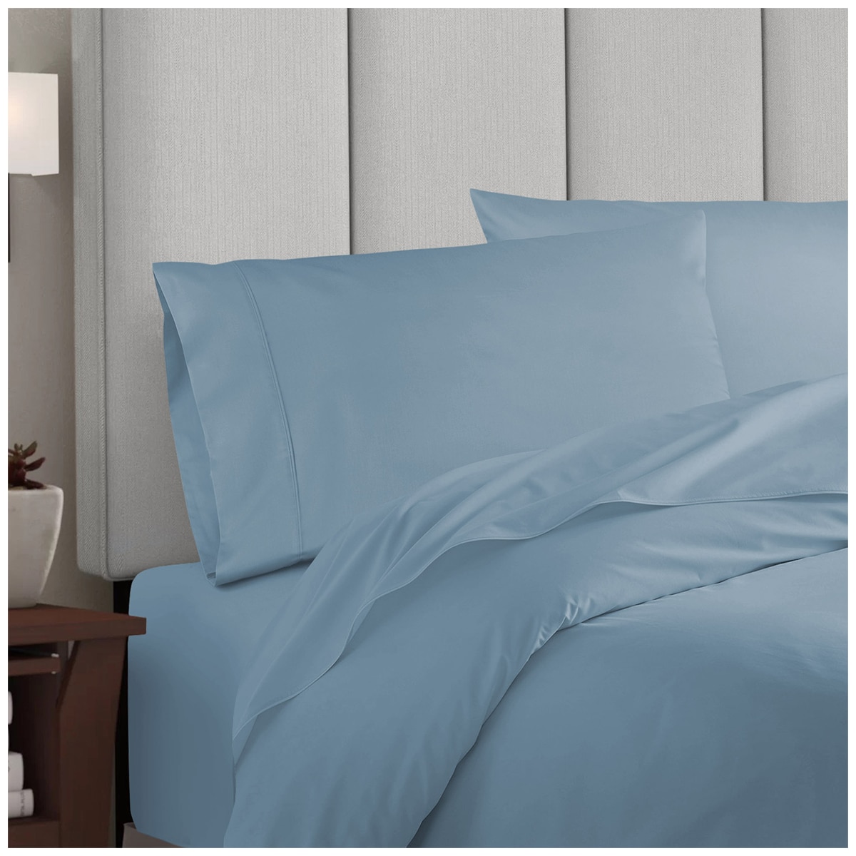 Bdirect Royal Comfort - Balmain 1000TC Bamboo cotton Quilt Cover Sets (King) - Blue Fog