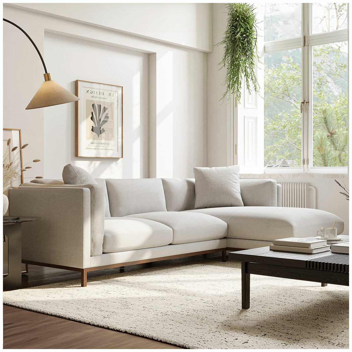 Valencia Bergen Fabric Sectional Lounge Right Chaise Beige Valencia Bergen Fabric Sectional Lounge Right Chaise Beige