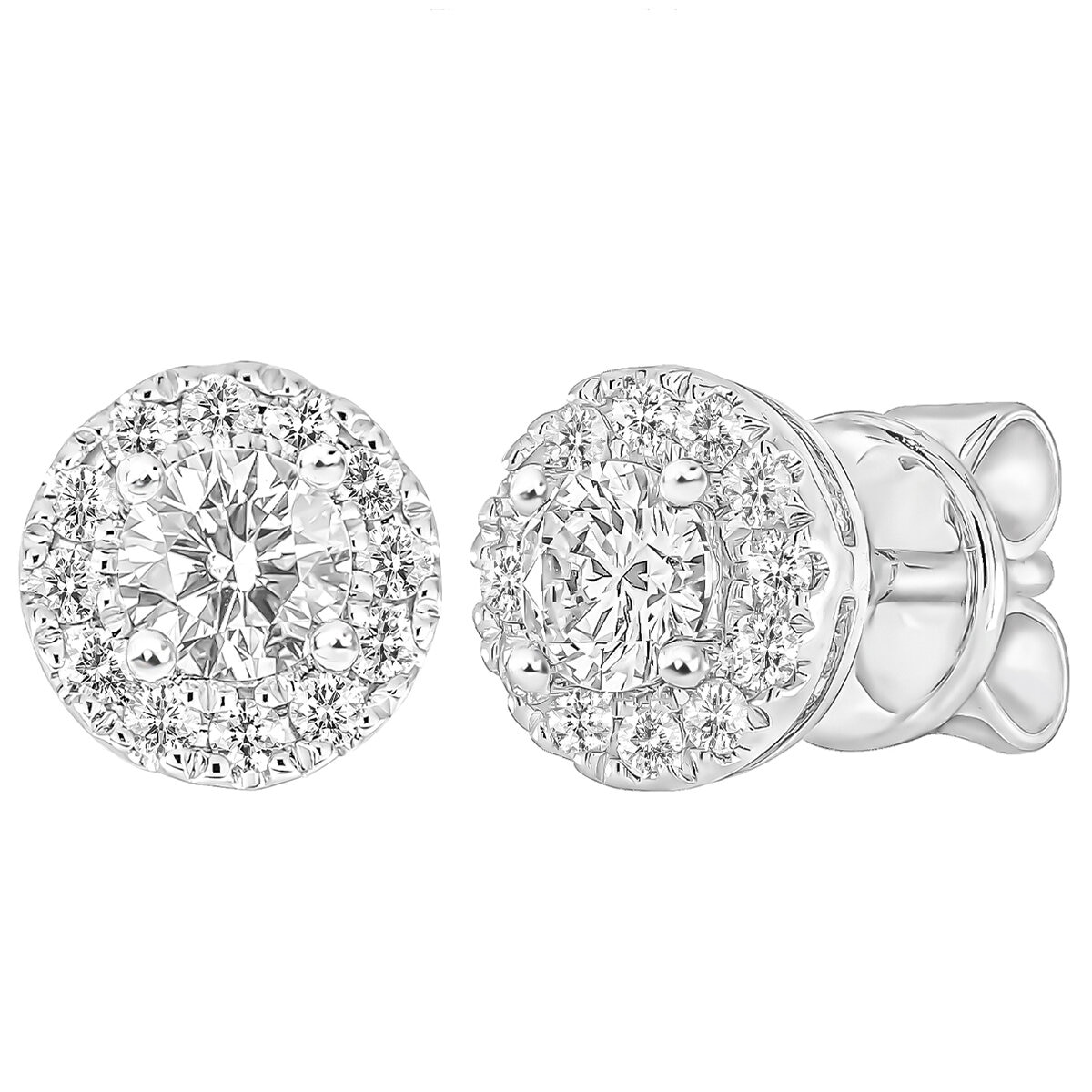 18KT White Gold 0.50ctw Round Diamond Stud Earrings