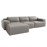 Valencia Valentina Leather Recliner Sectional Lounge With Left Chaise Light Grey