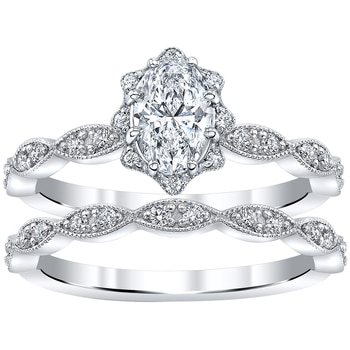 18KT White Gold 1.00ctw Diamond Bridal Ring Set