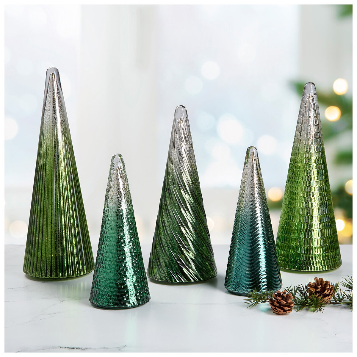 LED Glass Trees Green