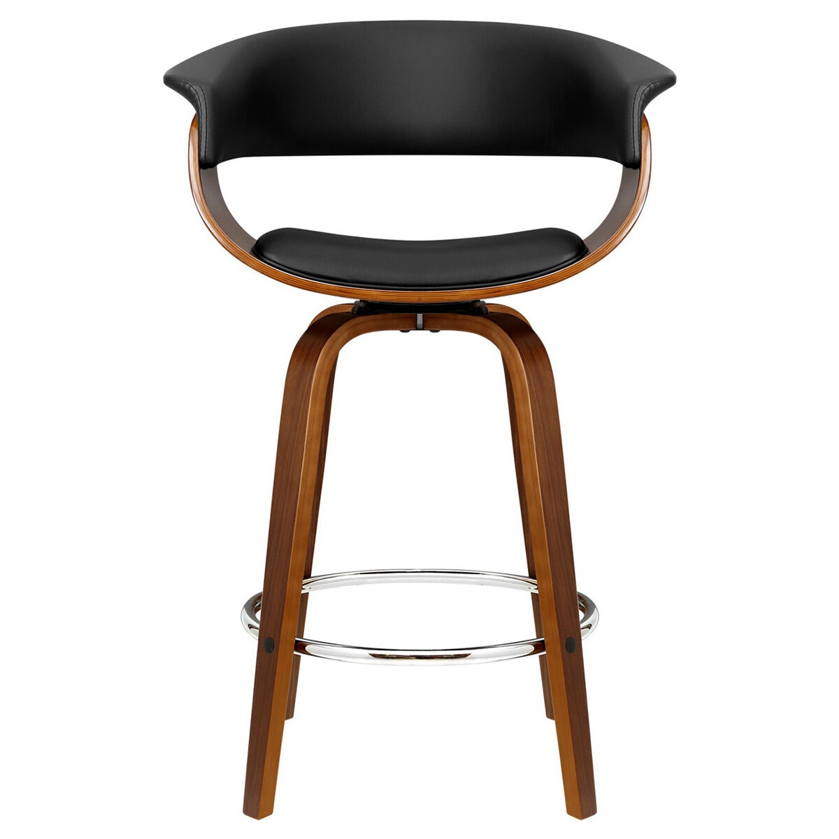 Artiss Fixed Leather Back Wooden Barstool 1 Pack Black