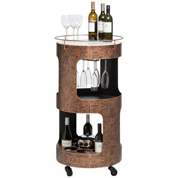 Wine Stash Round Marble Drinks Trolley Bar Cart