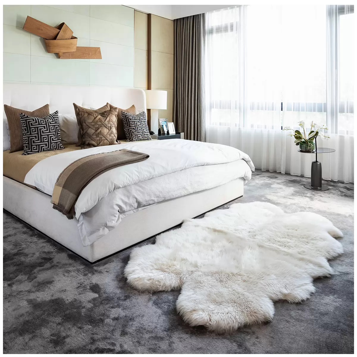 Windward Sheepskin Quad Rug Linen