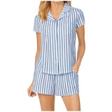 Jane & Bleecker Notch Collar Shorty PJ Set - Blue Stripe