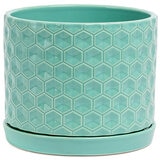 over&back Set Of 2 Honeycomb Ceramic Planters White Blue over&back Set Of 2 Honeycomb Ceramic Planters White Blue