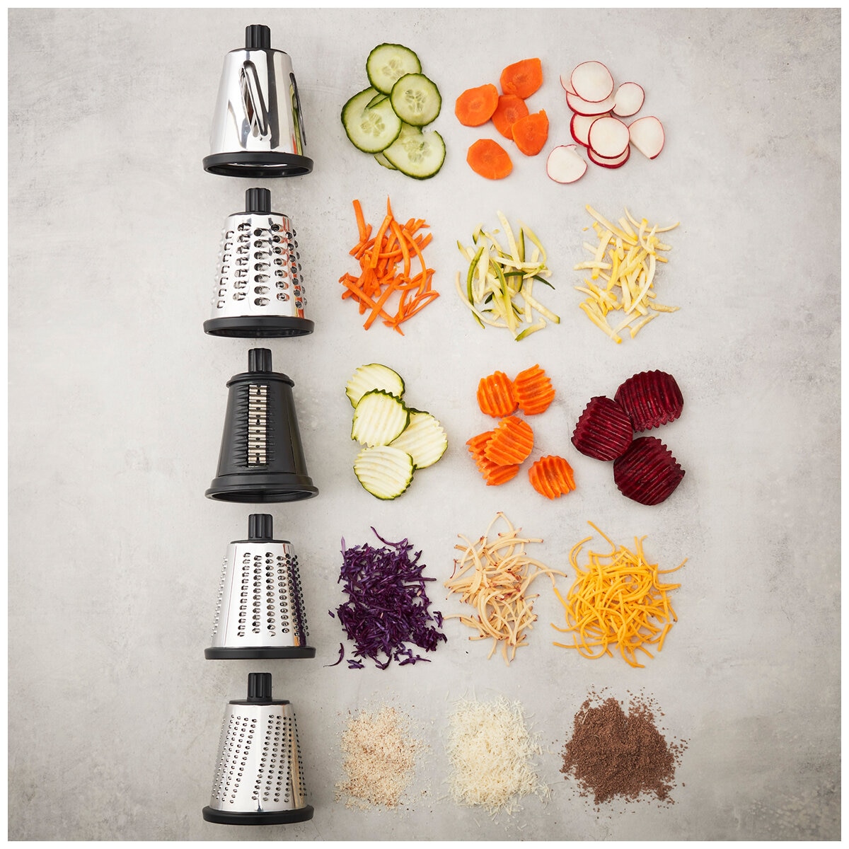 MIU Rotary Food Grater With 5 Replaceable Drums