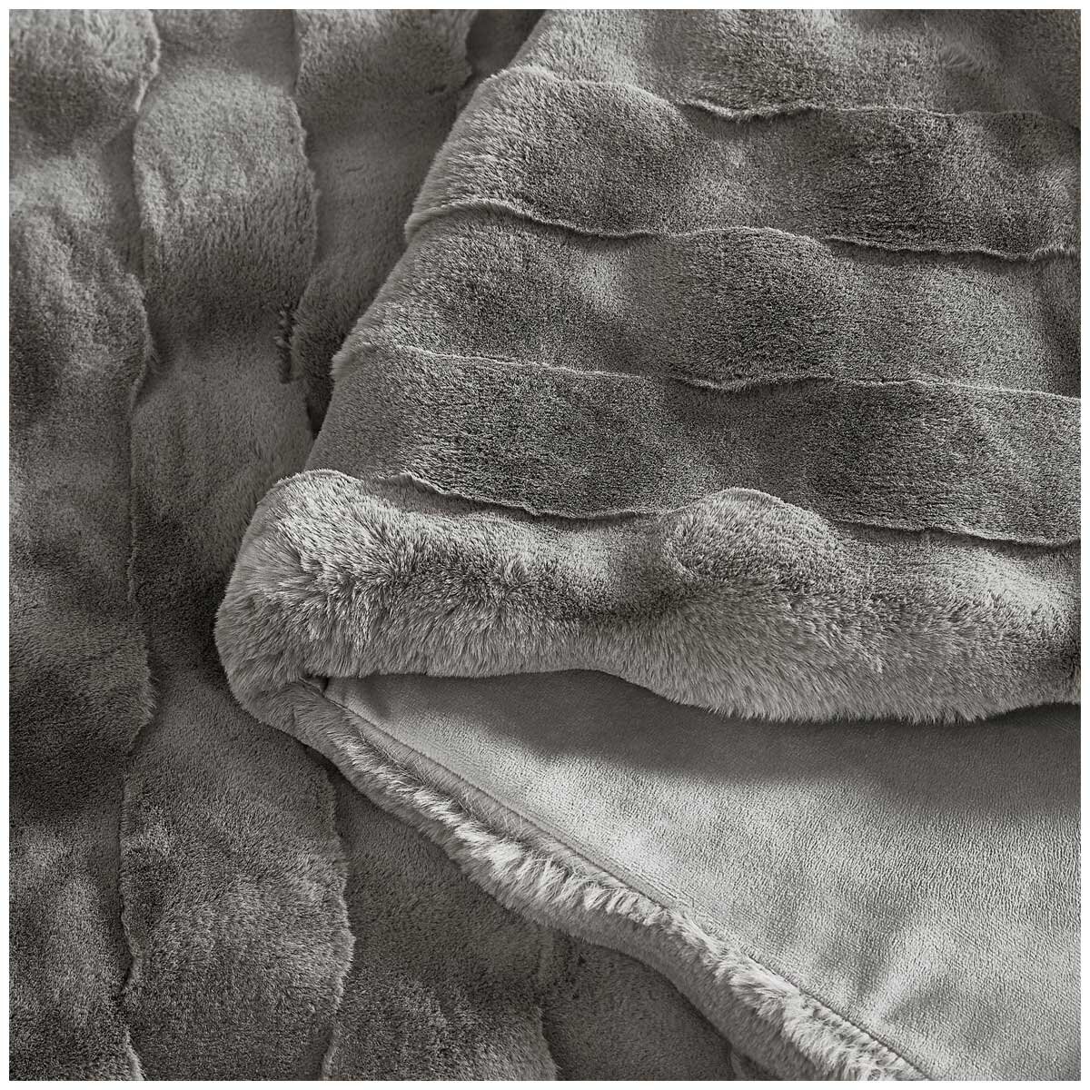 Frye Luxe Faux Fur Throw 152 x 178cm Grey