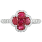 0.38ctw Diamond with Ruby Flower Ring