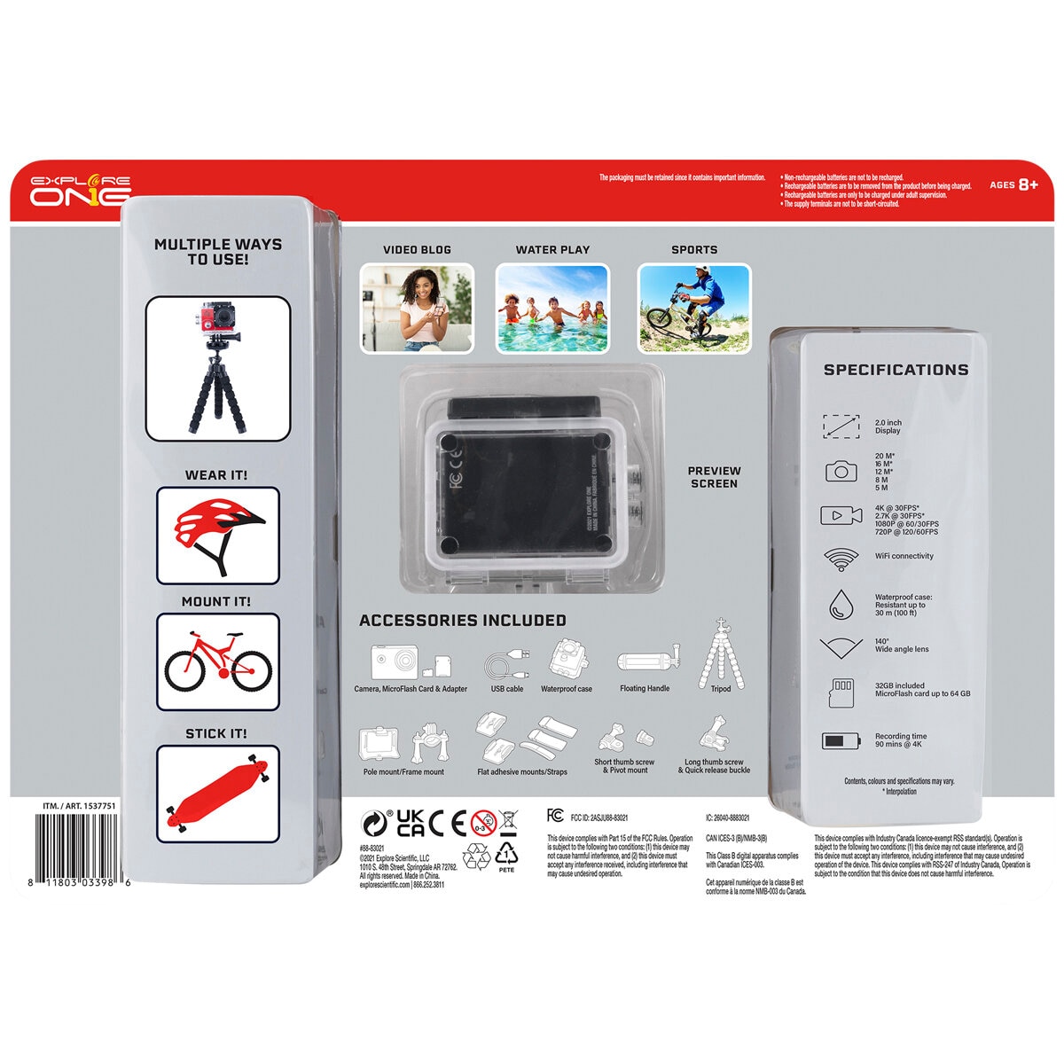 Explore One 4K Wifi Action Camera Set