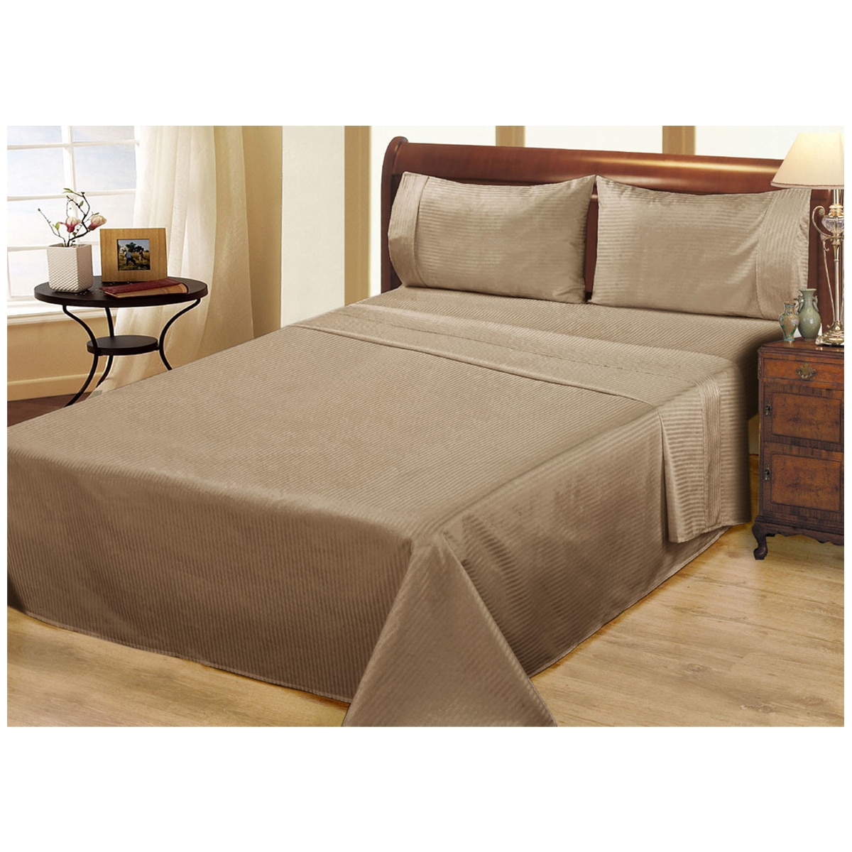 Ramesses 1000 Thread Count Pima Cotton Narrow Stripe Queen Sheet Set