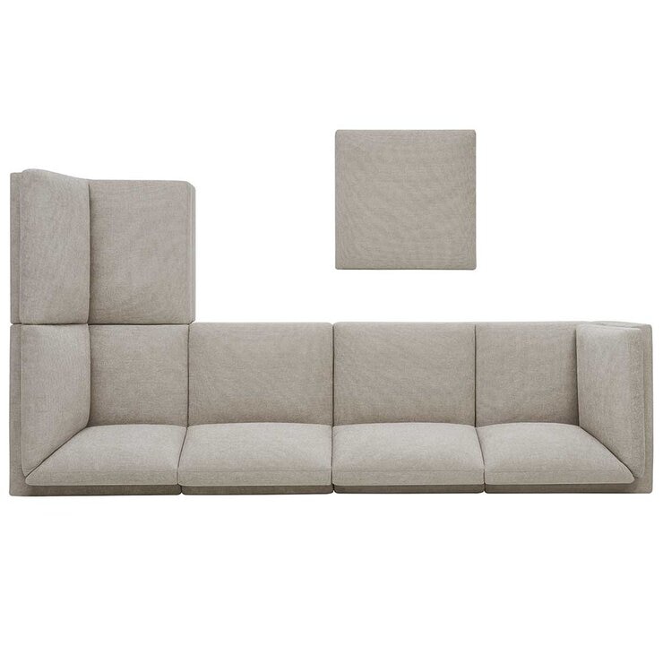 Thomasville 6 Piece Fabric Modular Sectional With Storage Ottoman