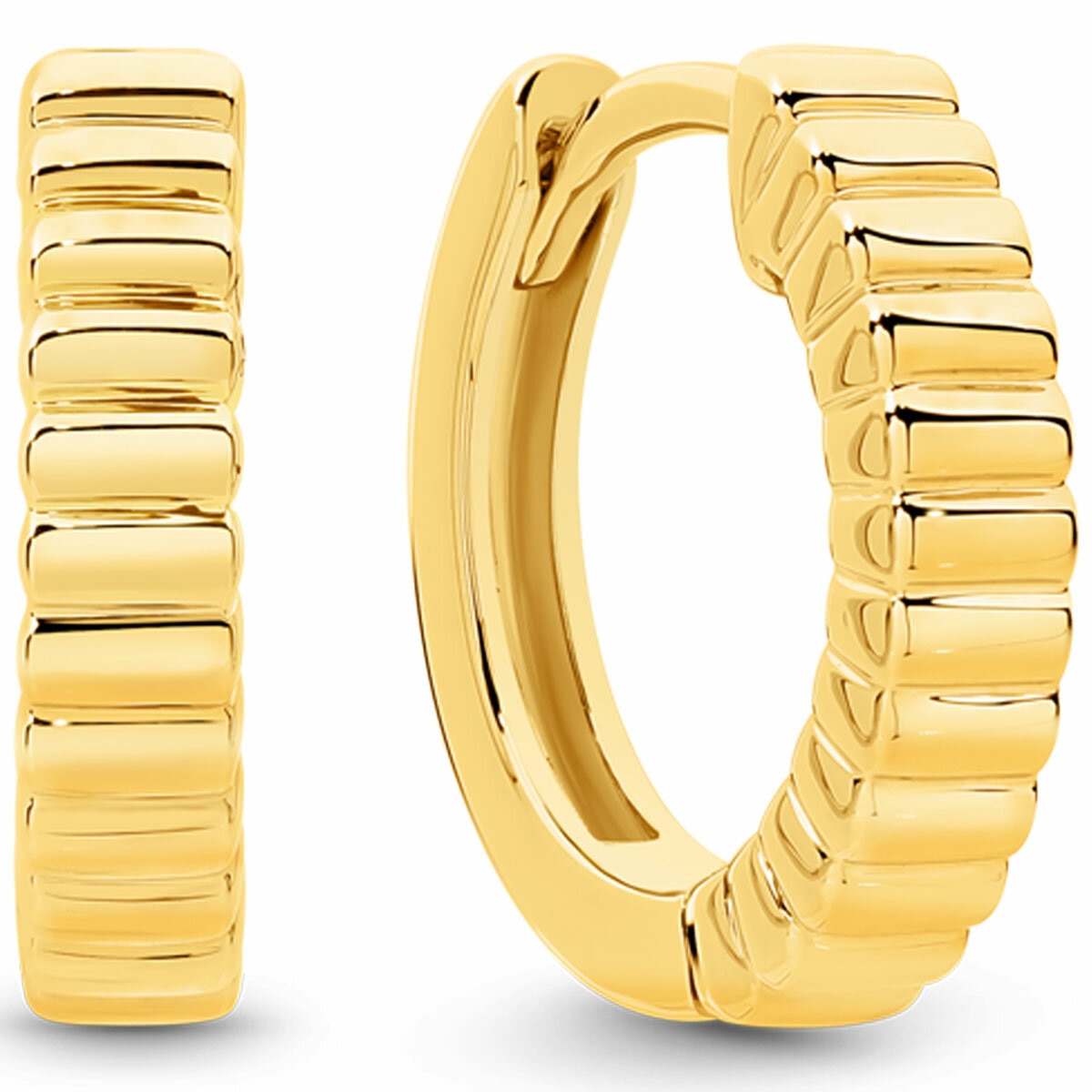 18KT Yellow Gold Ribbed Hoop Earrings 18KT Yellow Gold Ribbed Hoop Earrings