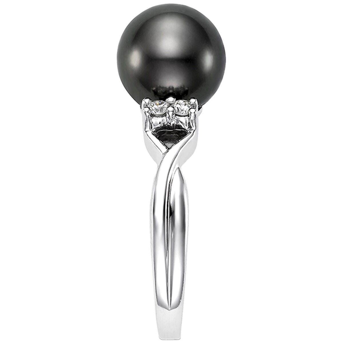 18KT White Gold Tahitian Pearl and Diamond Ring