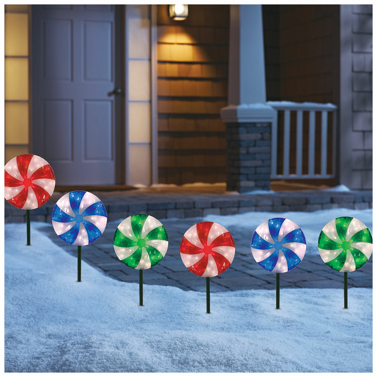 Peppermint LED Lawn Stakes 25.4cm Set Of 6