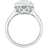 18KT White Gold 0.18ctw Round Diamond Aquamarine Centre Ring