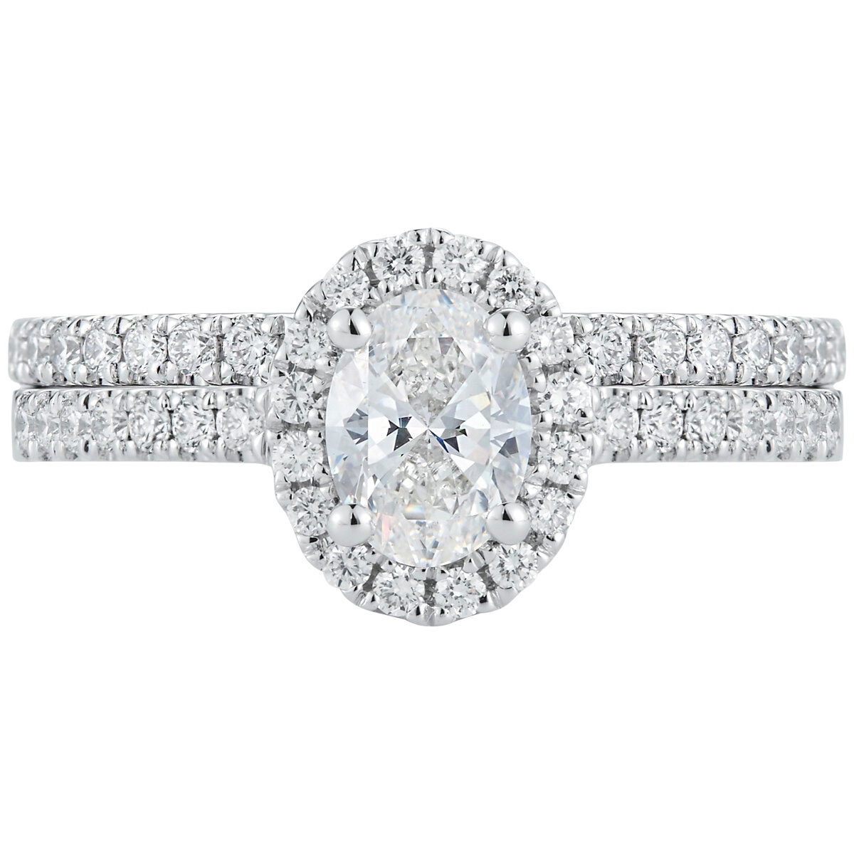 Platinum 1.14CTW Diamond Bridal Set 0.70CTW Oval Centre