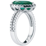 18KT White Gold Lab Created Emerald and Diamond Ring
