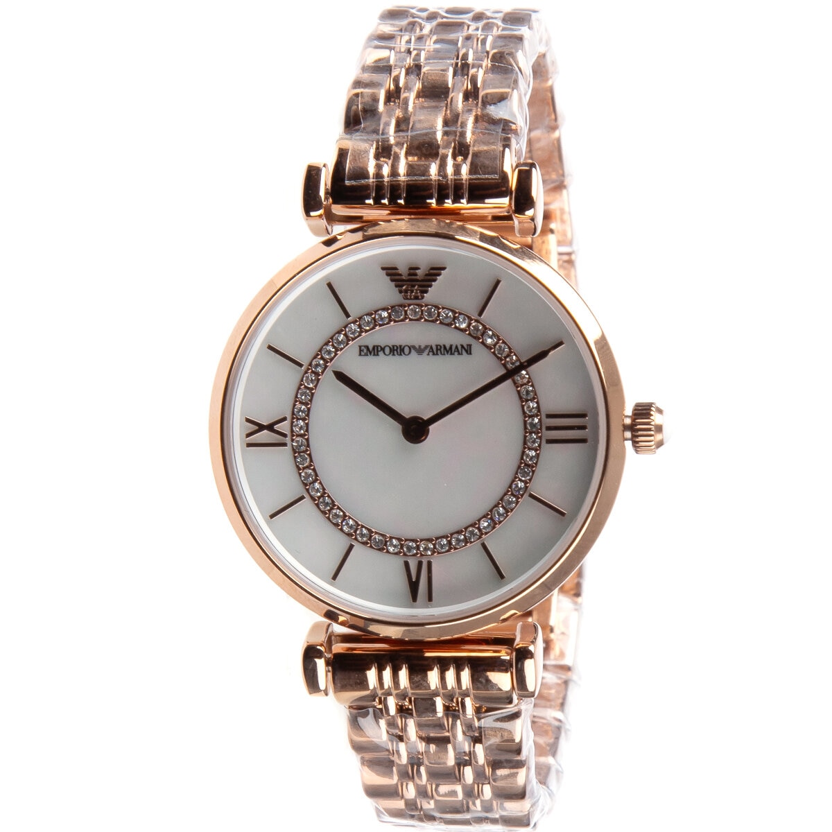 Emporio Armani Gianni T-Bar Rose Gold Stainless Steel Lux...